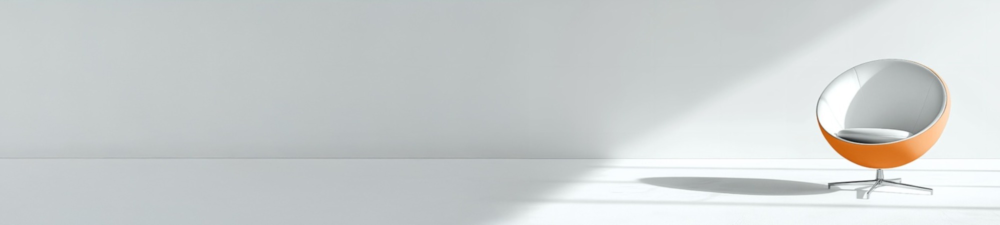 Pinpoint orange egg chair banner with white background