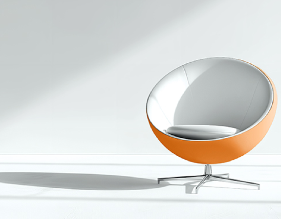 Pinpoint orange egg chair with white background